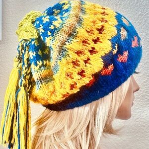 Hand Knits 2 Love Slouch Beanie Neckwarmer Cowl Fairisle Hearts Tassels Designer
